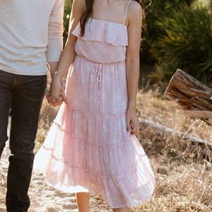 Francescas pink floral calf length dress